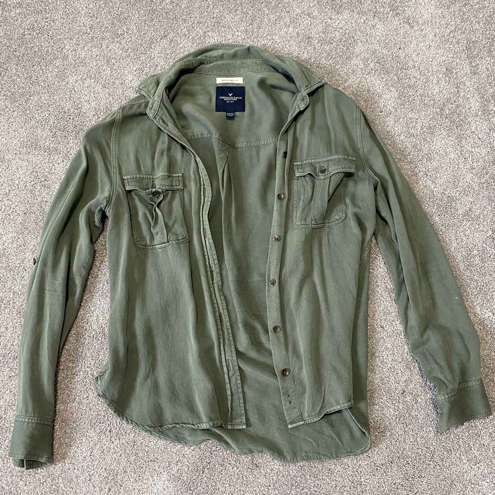 AE green flannel